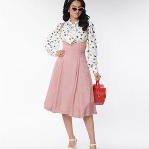 Unique Vintage Rose Chambray Jumper Skirt